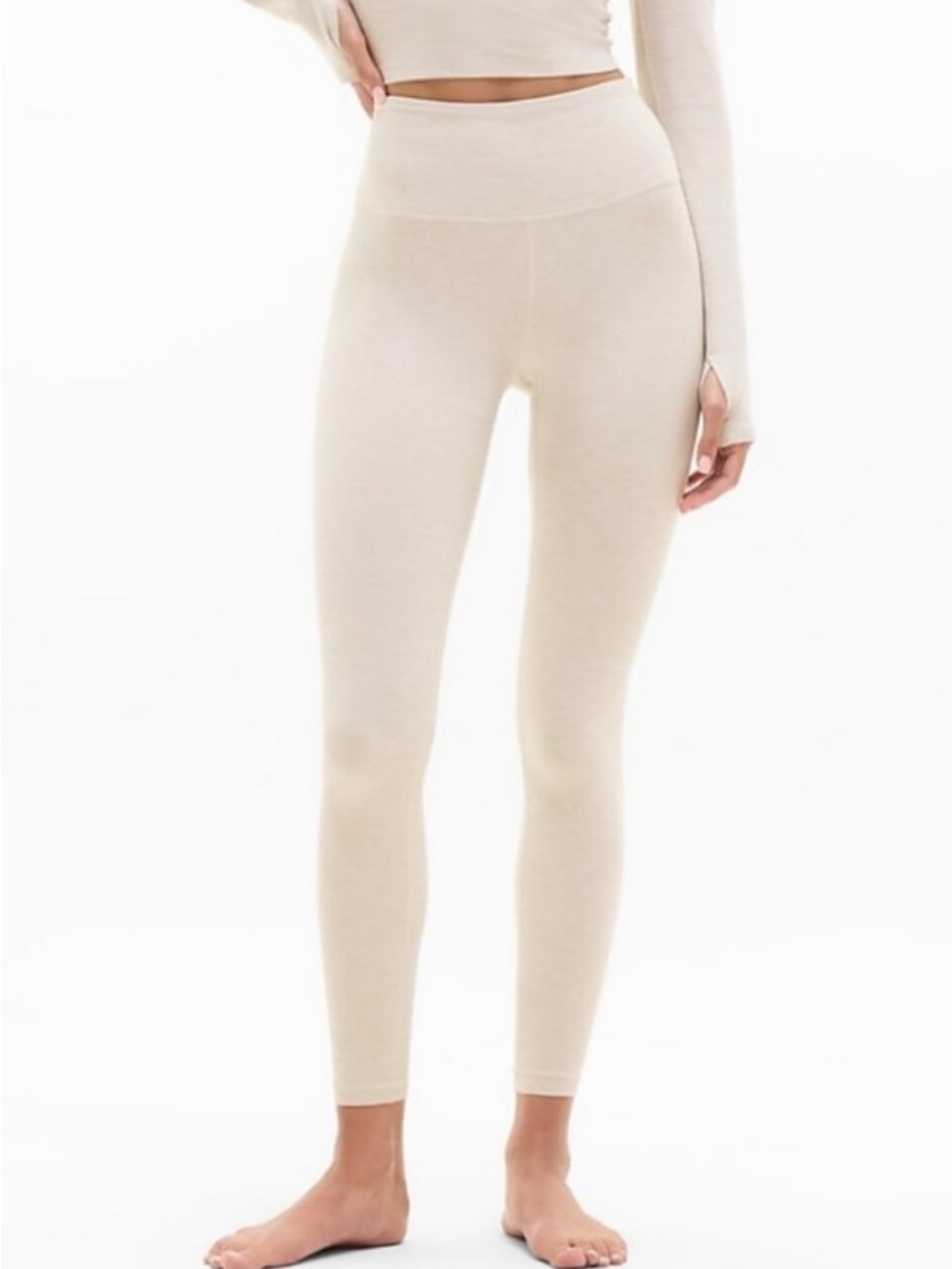 Athleta Leggings Large Tall Softluxe High Waist Ivory NWT
